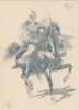 Власта -- легендарная воительница VIII века из Богемии, желавшая основать царство женщин (из "Иллюстрированной истории верховой езды", изданной в Париже в 1891 году)