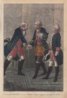 1730 год. Придворные останавливают пребывающего в ярости Фридриха Вильгельма I от попытки зарубить непокорного кронпринца Фридриха