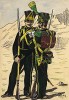 Егерь и вольтижер пехотного полка герцогства Нассау Великой армии Наполеона, принимавшего участие в Испанской кампании. Коллекция Роберта фон Арнольди. Германия, 1911-29