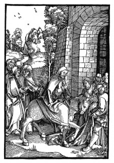 Въезд Иисуса в Иерусалим. Из Speculum Passionis. Гравировал Ганс Шауфелейн, издал Ульрих Пиндер. Нюрнберг, 1507. Репринт 1930 г.