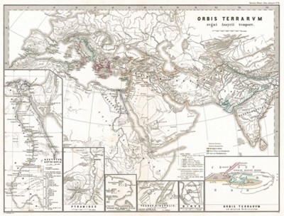 Карта известного мира во времена ассирийцев из "Atlas Antiquus" (Древний атлас) Карла Шпрюнера и Теодора Менке, Гота, 1865 год