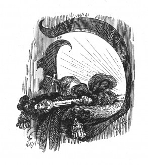 Инициал (буквица) D, предваряющий главу "Смерть отца" книги Франца Кюглера "История Фридриха Великого". Рисовал Адольф Менцель. Лейпциг, 1842
