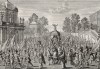 Израильтяне торжествуют победу над филистимлянами, неся голову Голиафа (из Biblisches Engel- und Kunstwerk -- шедевра германского барокко. Гравировал неподражаемый Иоганн Ульрих Краусс в Аугсбурге в 1700 году)