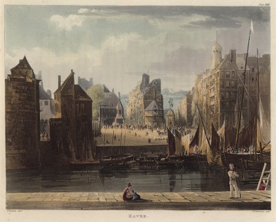 Набережная в Гавре (из Picturesque Tour of the Seine, from Paris to the Sea... (англ.). Лондон. 1821 год (лист XXIV))