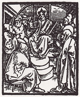 Альбрехт Дюрер. Двенадцатилетний Иисус в храме. Гравюра из Salus animae (лат.)