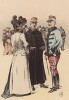 1890-е гг. Французские кавалерийские офицеры (кирасир и гусар) на скачках (из "Иллюстрированной истории верховой езды", изданной в Париже в 1893 году)