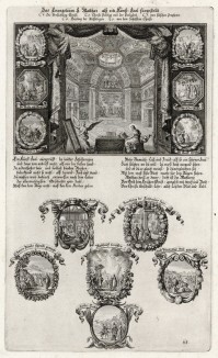 1. Евангелист Матфей 2. Шесть сцен из Евангелия от Матфея (из Biblisches Engel- und Kunstwerk -- шедевра германского барокко. Гравировал неподражаемый Иоганн Ульрих Краусс в Аугсбурге в 1700 году)