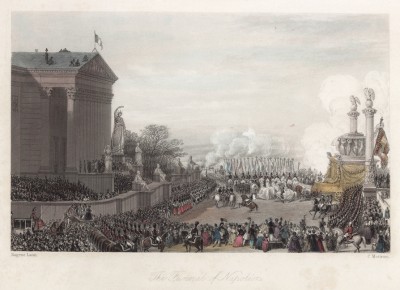 Захоронение праха императора Наполеона I в Париже, 15 декабря 1840 г. Гравюра на стали. Париж, 1840