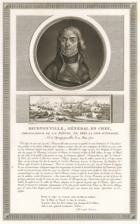 Пьер де Рюэль, маркиз де Бурнонвиль (1752-1821) - жандарм (1766), дивизионный генерал (1792), военный министр Конвента (1793), командующий Северной армией (1796), участник переворота 18 брюмера, посол в Испании (1802), сенатор и граф (1808). Париж, 1804