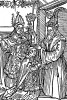Святой Вольфганг принимает сан епископа города Регенсбург. Из "Жития Святого Вольфганга" (Das Leben S. Wolfgangs) неизвестного немецкого мастера. Издал Johann Weyssenburger, Ландсхут, 1515