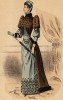 Дамский туалет в восточном стиле с меховой отделкой и бусами. Из французского модного журнала Le Coquet, выпуск 260, 1889 год