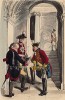 Прусские гвардейские офицеры ожидают аудиенции у короля (иллюстрация Адольфа Менцеля к известной работе Эдуарда Ланге "Солдаты Фридриха Великого", изданной в Лейпциге в 1853 году)