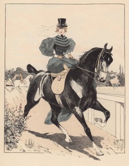 Конная прогулка в 1835 году (из "Иллюстрированной истории верховой езды", изданной в Париже в 1891 году)