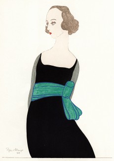 Девушка в чёрном платье. Реклама летней (сезона 1919 г.) коллекции неизвестного французского дома моды. Les feuillets d'art. Париж, 1920