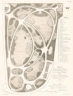 Общий план и вид парка близ замка Эпань в департаменте Сомма. F.Duvillers, Les parcs et jardins, т.II, л.54. Париж, 1878