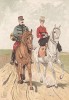 Драгун и дама на конной прогулке (из "Иллюстрированной истории верховой езды", изданной в Париже в 1891 году)