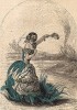 Романтичная Незабудка провожает своего друга, уплывающего на пароходе. Les Fleurs Animées par J.-J Grandville. Париж, 1847