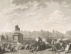 12 июля 1789 г. Вынос бюстов герцога Орлеанского, находящегося в оппозиции двоюродного брата короля, и Некера, накануне отправленного в отставку министра финансов, на площадь Людовика XV (ныне площадь Согласия). Париж, 1804