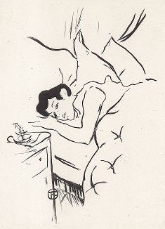 Твоими устами. Литография Анри де Тулуза-Лотрека из сюиты "Les Vieilles Histoires" по мотивам поэм Жана Гудезски, 1893 год. 