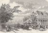 Экипажи на главной улице Ньюпорта, штат Род-Айленд. Лист из издания "Picturesque America", т.I, Нью-Йорк, 1872.