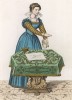 Молодая венецианка-шелковод (XVI век) (лист 44 работы Жоржа Дюплесси "Исторический костюм XVI -- XVIII веков", роскошно изданной в Париже в 1867 году)