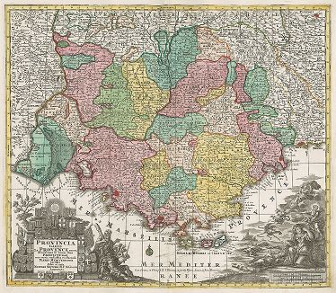 Карта Прованса. Provincia Gallis la Provence.