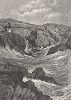 Струящиеся пещеры - утёсы на побережье вблизи Ньюпорта, штат Род-Айленд. Лист из издания "Picturesque America", т.I, Нью-Йорк, 1872.
