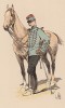 Французский гусар в полевой форме образца 1890-х гг. (из "Иллюстрированной истории верховой езды", изданной в Париже в 1893 году)