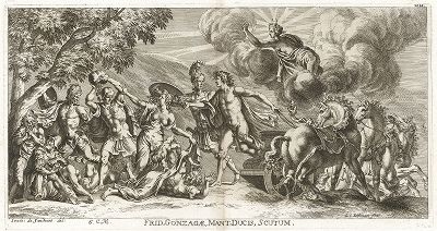 Аполлон, Марс, Диана и другие боги.  "Iconologia Deorum,  oder Abbildung der Götter ...", Нюренберг, 1680. 