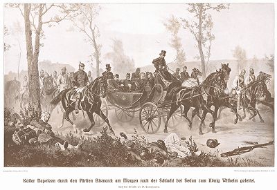 2 сентября 1870 г. Бисмарк сопровождет экипаж пленного императора Франции Наполеона III. Bismarck-Denkmal für das Deutsche Volk von Bruno Garlepp. Берлин, 1913