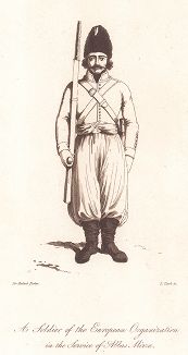 Персидский солдат в униформе европейского образца. Лондон, 1810