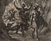 Орфей выводит Эвридику из царства мертвых. Гравировал Антонио Темпеста для своей знаменитой серии "Метаморфозы" Овидия, л.91. Амстердам, 1606