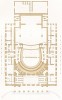 План I. Нижний этаж (из редкого альбома литографий Reconstruction du Grand Théâtre de Moscou dit Petrovski, посвящённого открытию Большого театра после реконструкции 20 августа 1856 года и коронации императора Александра II. Париж. 1859 год)