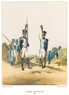 Пехотинцы армии Наполеона Бонапарта. Репринт середины XX века со старинной французской гравюры