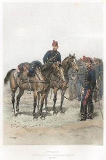 Офицер и нижние чины французской артиллерии в парадной форме образца 1886 года (из Types et uniformes. L'armée françáise par Éduard Detaille. Париж. 1889 год)