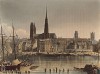 Набережная Сены в Руане (из Picturesque Tour of the Seine, from Paris to the Sea... (англ.). Лондон. 1821 год (лист XVII))