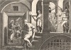 Апостолы Павел и Сила в тюрьме. Лист из серии "Theatrum Biblicum" (Библия Пискатора или Лицевая Библия), выпущенной голландским издателем и гравёром Николасом Иоаннисом Фишером (предположительно с оригинальных досок 16 века), Амстердам, 1643