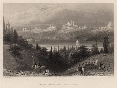 Вид на Константинополь (Стамбул) от Ocmeidan. The Beauties of the Bosphorus, by miss Pardoe. Лондон, 1839