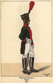 1811 г. Офицер артиллерии королевства Саксония. Коллекция Роберта фон Арнольди. Германия, 1911-29