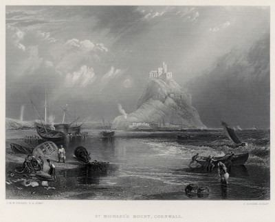 Гора Святого Михаила в Корнуолле (лист из альбома "Галерея Тёрнера", изданного в Нью-Йорке в 1875 году)