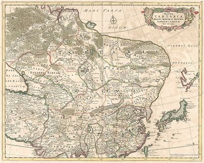 Великая Тартария, Могольская империя, Япония и Китай. Magnae Tartariae, Magni Mogolis Imperii, Iaponiae et Chinae. Карта Фредерика де Вита, Амстердам, 1680. 