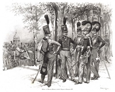 1824 год. Парадная форма офицеров французской кавалерии (из Types et uniformes. L'armée françáise par Éduard Detaille. Париж. 1889 год)