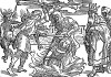 Сожжение вдовы. Иллюстрация Йорга Бреу Старшего к описанию путешествия на восток Лодовико ди Вартема: Ludovico Vartoman / Die Ritterliche Reise. Издал Johann Miller, Аугсбург, 1515