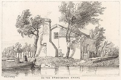 Вид на Паддингтонский канал из серии "First Principles of Landscape Drawing" Джорджа Харли, 1829. 