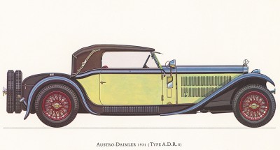 Автомобиль Austro-Daimler (Type A.D.R. 8), модель 1931 года. Из американского альбома Old motorcars, «Veteran & Vintage», 60-х гг. XX в.