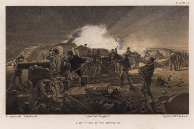 Горячая ночь на батарее (лист 35 из The Seat of War in the East. Лондон. 1855 год)