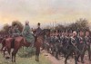 Генерал Йорк приветствует прусских гвардейцев перед сражением при Вартенбурге 3 окт. 1813 г. За этот бой в марте 1814 г. он получил потомственный титул графа фон Вартенбурга. Die Deutschen Befreiungskriege 1806-15. Берлин, 1901
