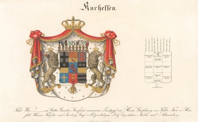 Герб Великого герцогства Гессен. Из немецкого гербовника середины XIX века