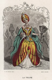 Влюбленная леди Тюльпан. Les Fleurs Animées par J.-J Grandville. Париж, 1847