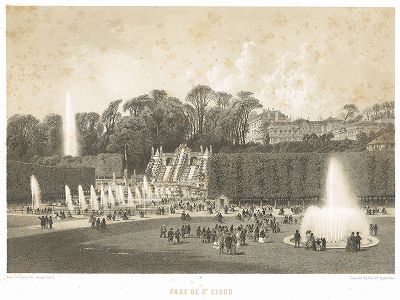 Шато Сен-Клу -- королевский дворец (из работы Paris dans sa splendeur, изданной в Париже в 1860-е годы)